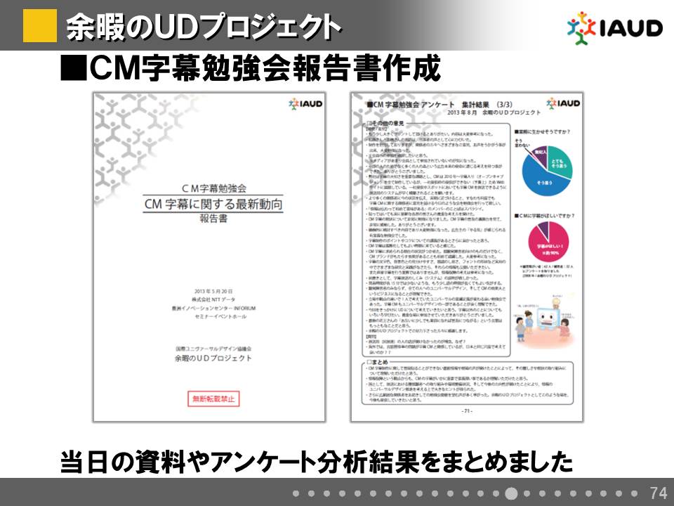 パネル：CM字幕勉強会報告書作成